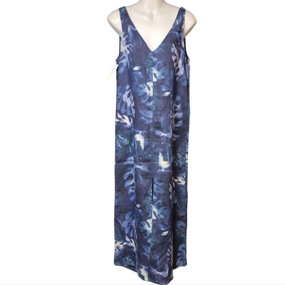Babaton The Group Adara Linen Dress Pure Indigo Blue Women's Size XXS  Midi New